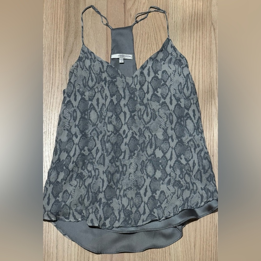 Lavender Brown Gray Snakeskin Silk Tank Top XS